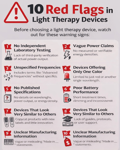 10 Red Flags in Light Therapy Devices