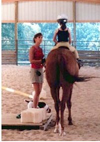 Learning how to ride a horse.