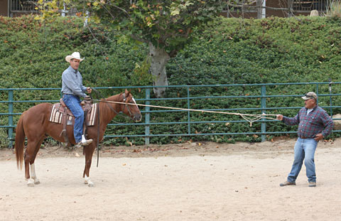 With help from a friend you can safely simulate a pull on the rope and build confidence. 