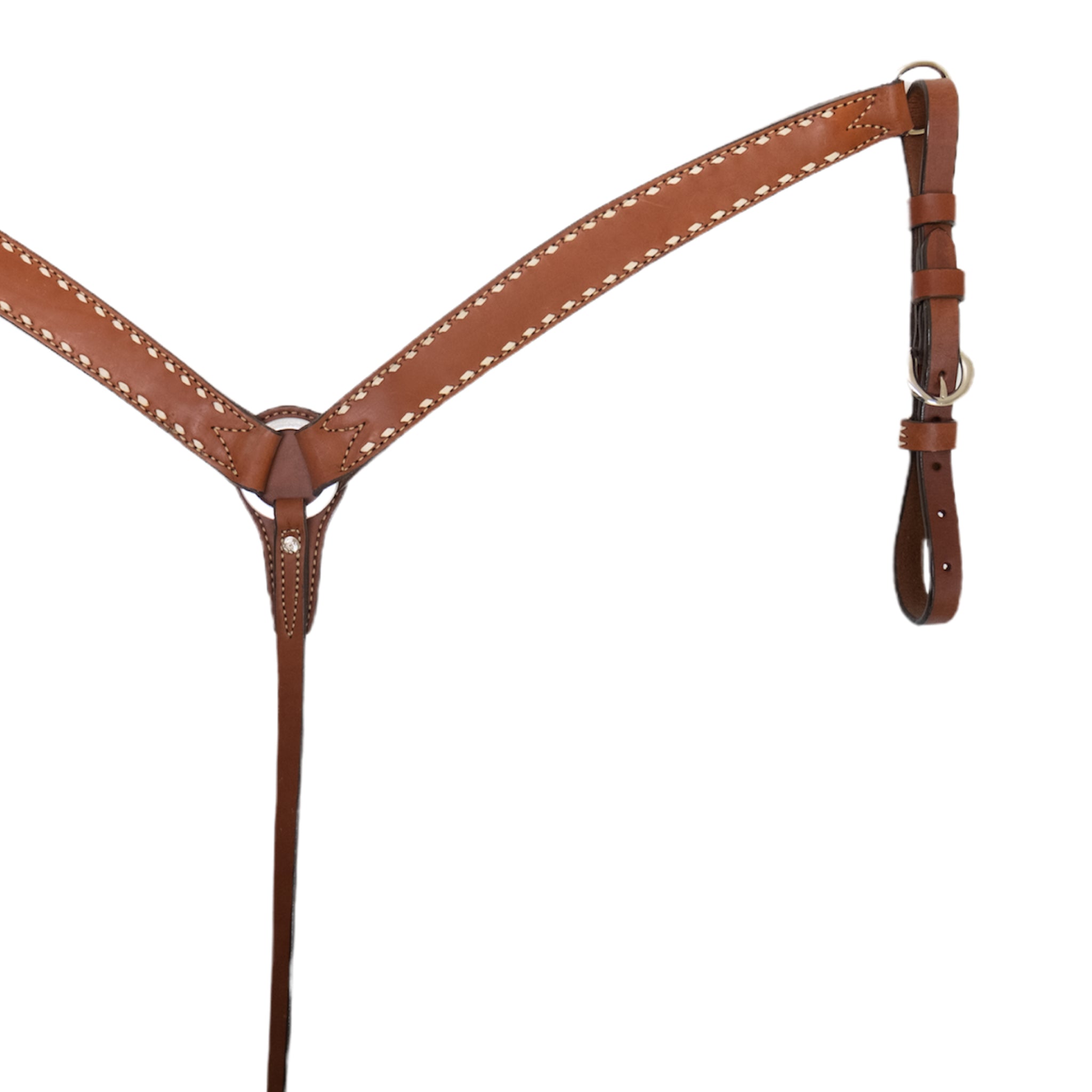 Alamo Saddlery toast leather contour breast collar with buckstitch