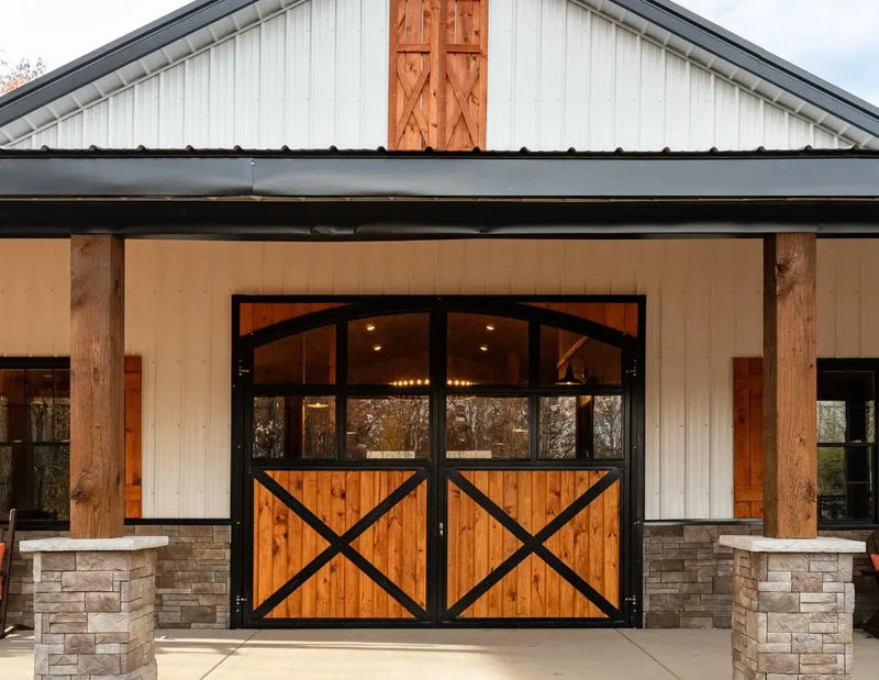 Hinged European barn door for a horse barn by American Stalls