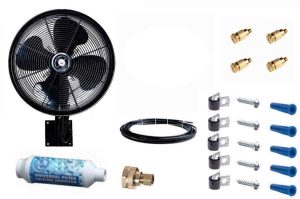 Aqua Breeze 18 inch wall mounted oscillating misting fan kit for horse barns
