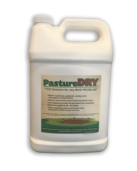 PastureDRY mud eliminator product container for muddy horse paddocks and dry lots
