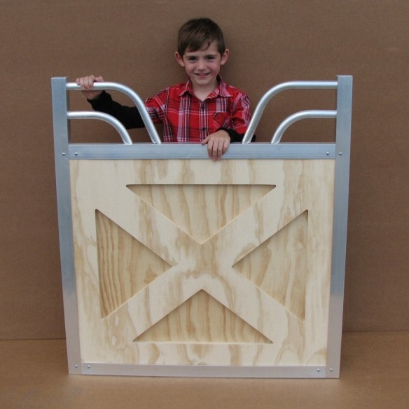 Armour crossbuck-style miniature horse stall gate in aluminum and pine