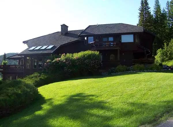 The 6,200 square foot main lodge at The Bar W Guest Ranch dude ranch in Whitefish, MT