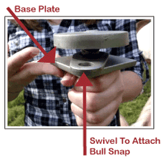 Beyond Tack instruction graphic showing stake driven flush to the base plate