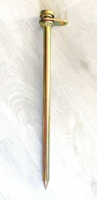 Beyond Tack gold cad plated cold rolled steel ground tie stake with 360 degree swivel