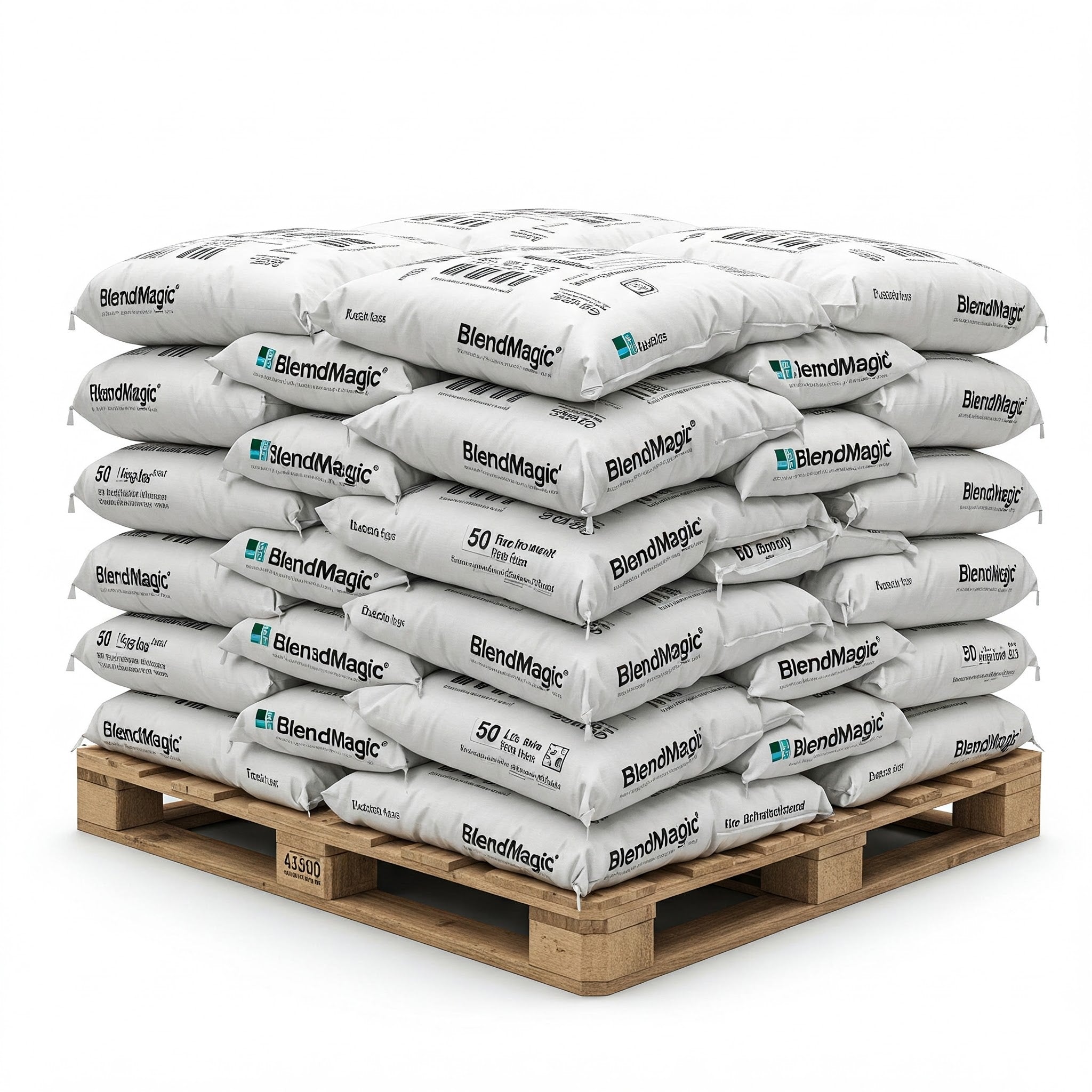 Blendmagic Dust Control MAG Chloride Pellets product packaging for horse arena dust suppression