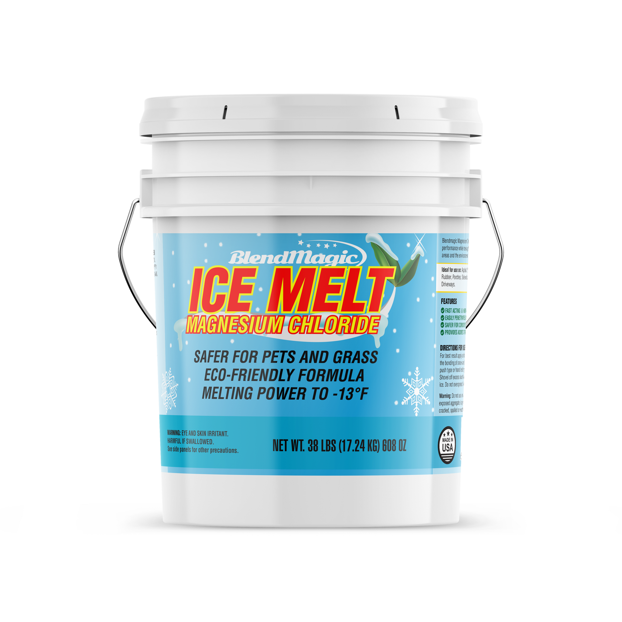 BlendMagic pure magnesium chloride ice melt pellets close-up