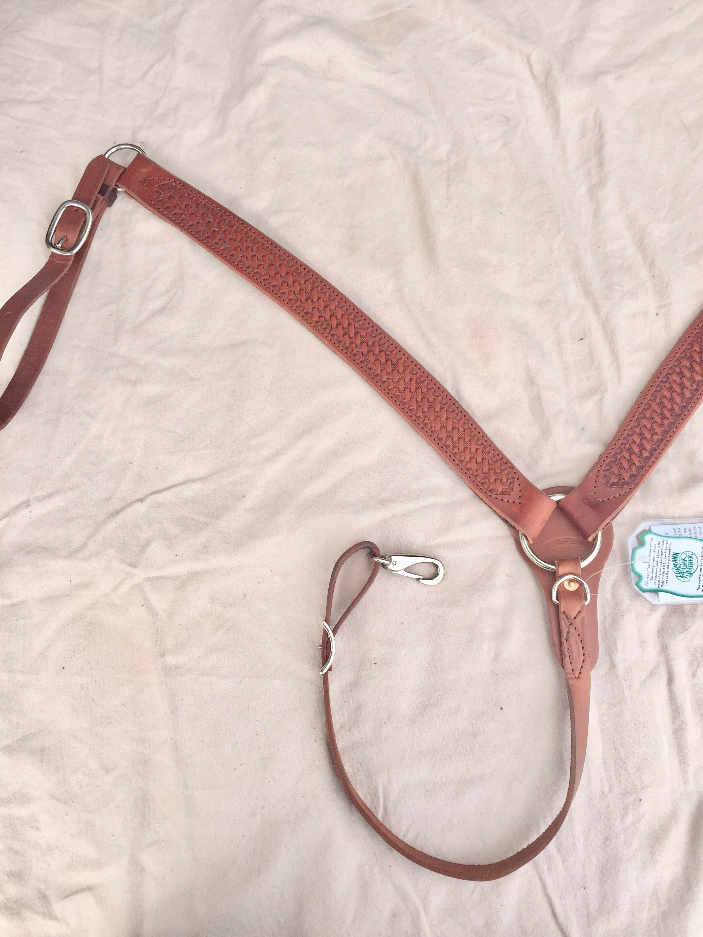 Buckaroo Leather Basket Stamped hand-carved breast collar
