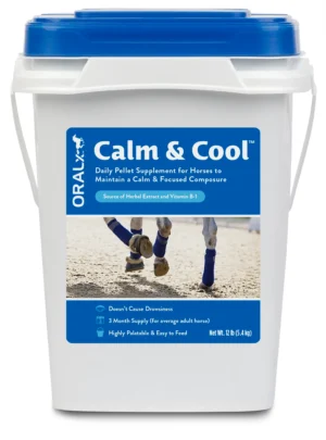Calm & Cool Pellets 12 lb pail by OralX Corporation for daily horse composure support