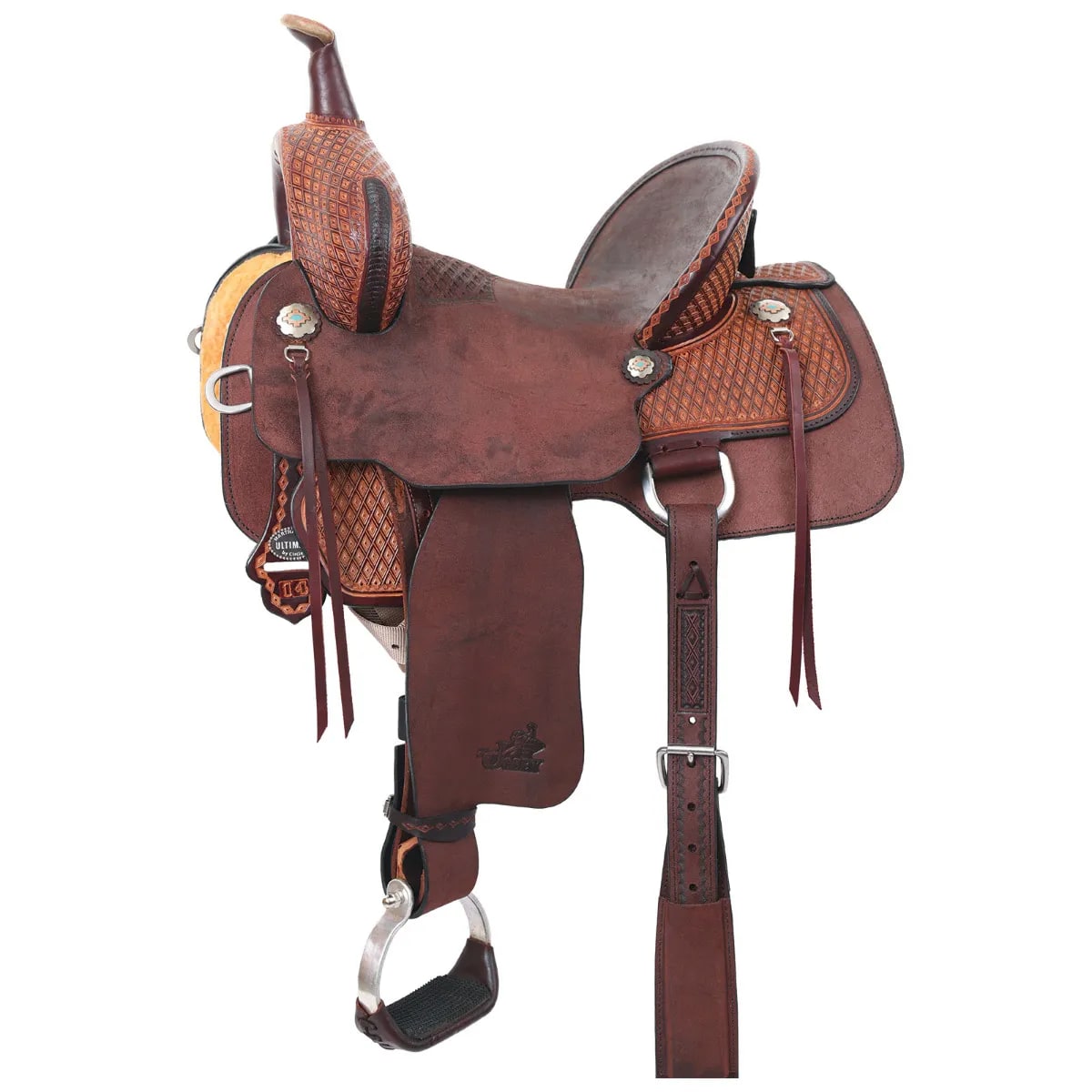 Josey Cash Outlaw barrel racing saddle by Circle Y with diamond-tooled leather