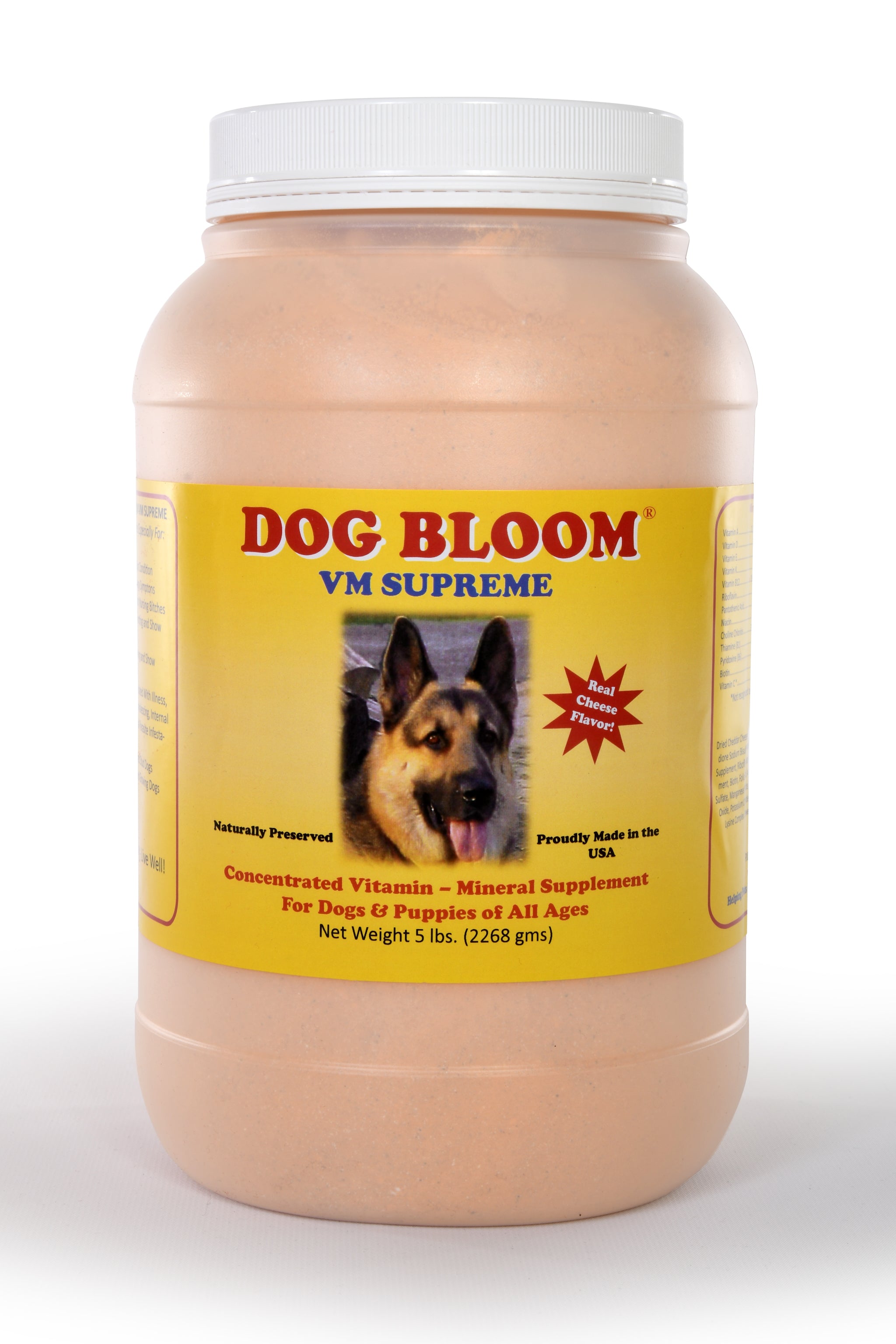 Dog Bloom VM Supreme vitamin and mineral supplement powder tub by Bloom Products
