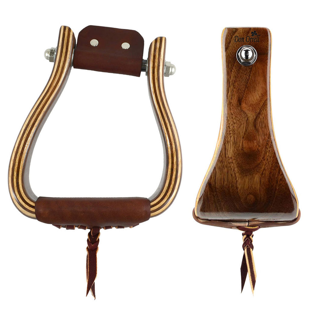 Don Orrell Angled Buckaroo wide-tread walnut stirrups