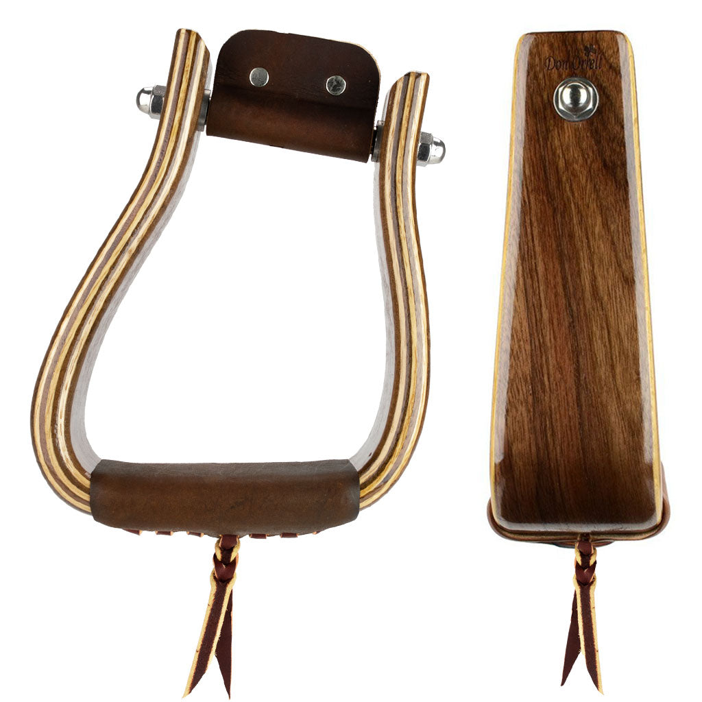 Don Orrell Angled Deep Roper stirrups in walnut