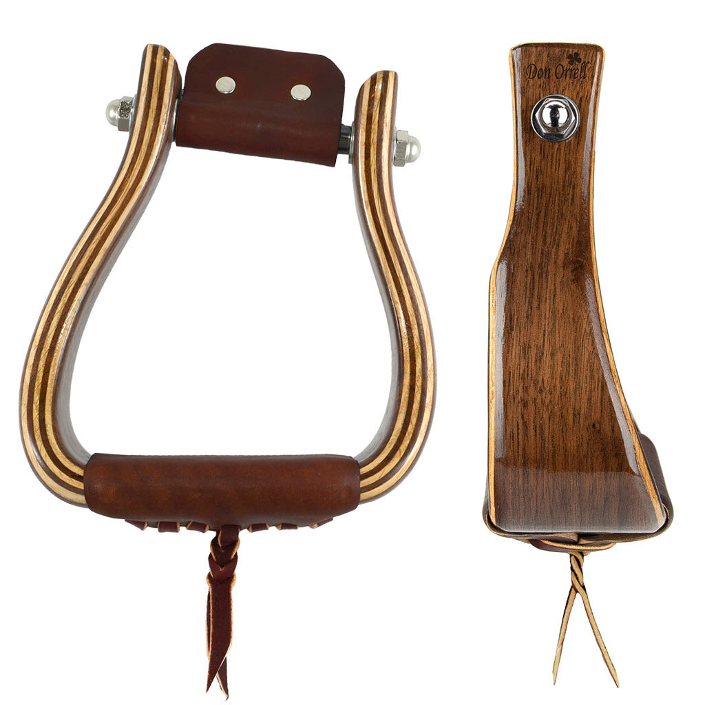 Don Orrell Angled Offset wooden western stirrups in walnut
