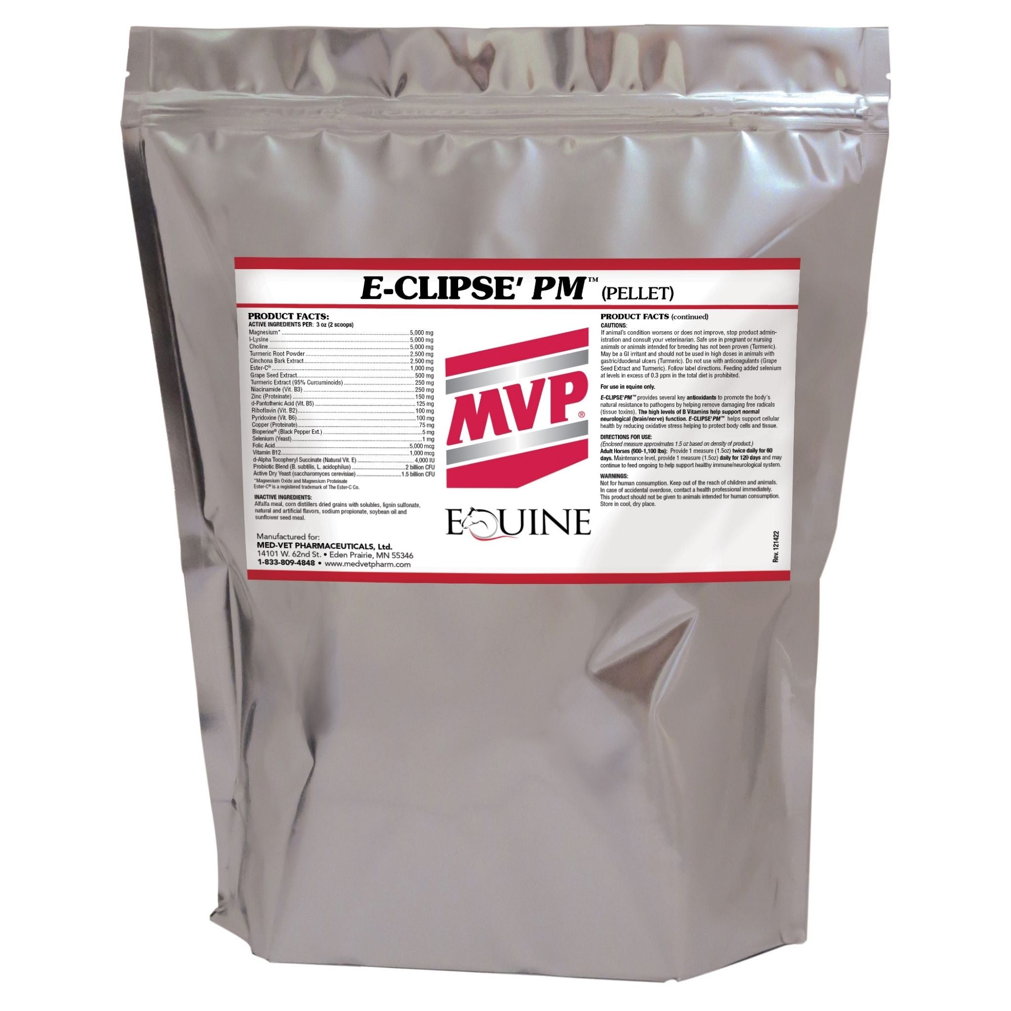 Eclipse PM resealable supplement bag with feeding directions