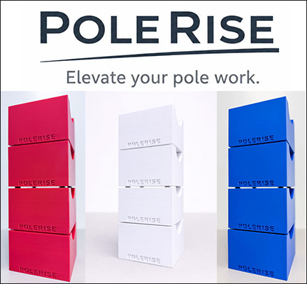 PoleRise cavaletti blocks stacked four high in red, white, and blue