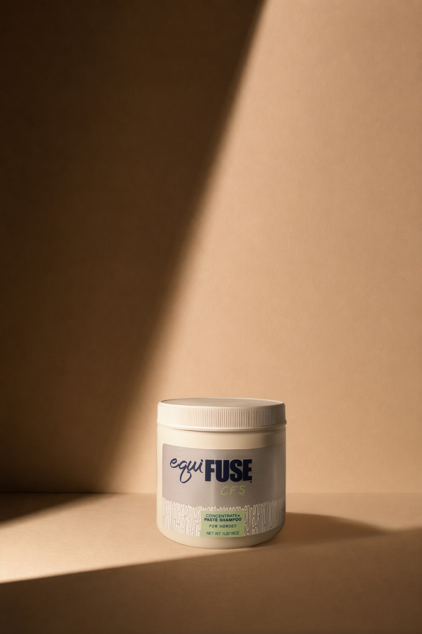 EquiFUSE CFS Concentrate paste horse shampoo bottle, the brand's deep-cleaning coat brightener