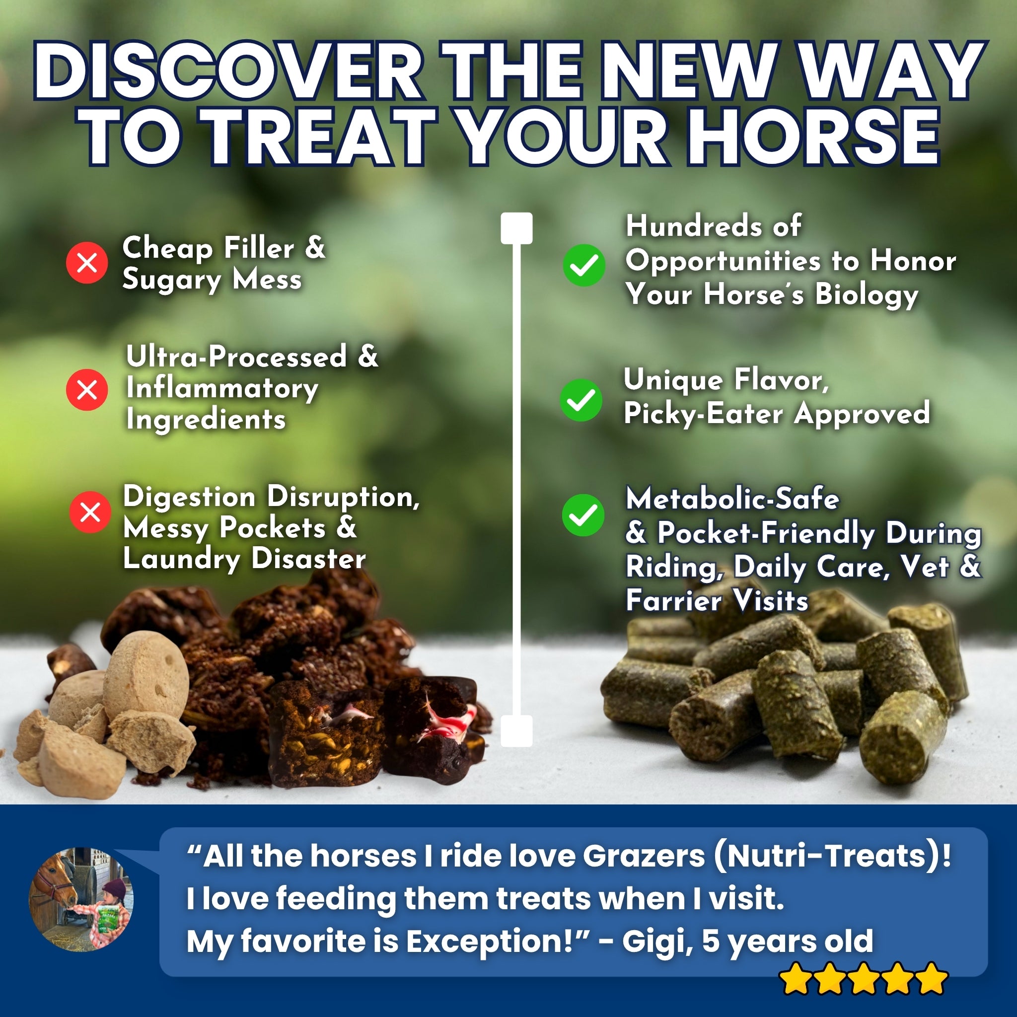 The new better way to treat your horse GRAZERS low-sugar treats Equine Balanced Support