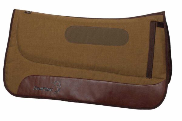 EquiPedic Western Standard Square orthopedic saddle pad in green and tan