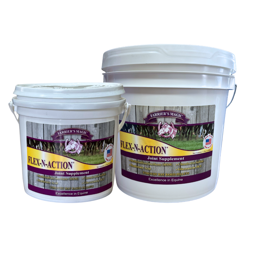 Farrier's Magic Flex-N-Action equine joint supplement pellets product packaging