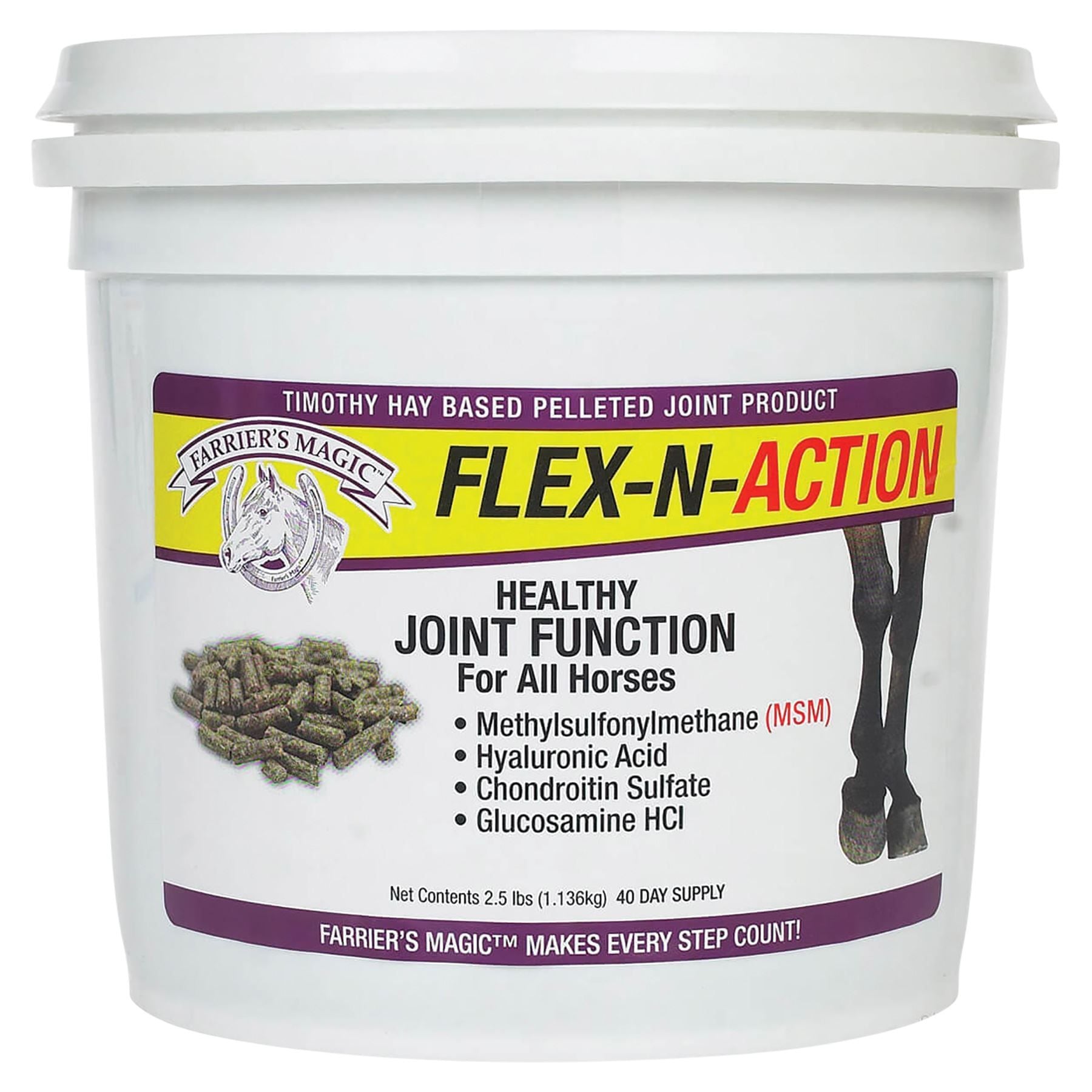 Farrier's Magic Flex-N-Action joint supplement 2.5 lb pelleted tub for horses