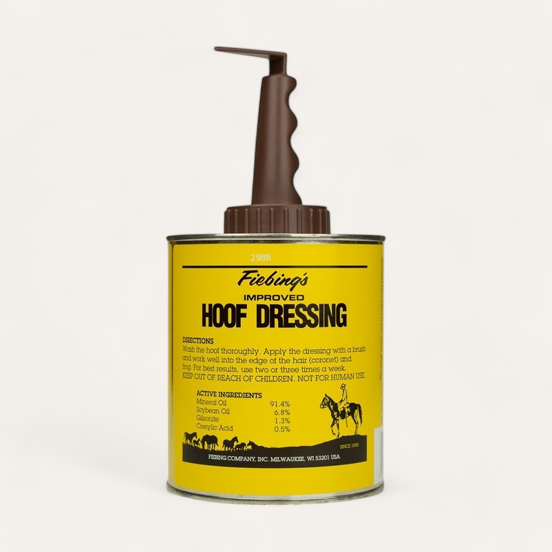 Fiebing's Hoof Dressing 32 oz back label with directions and ingredients