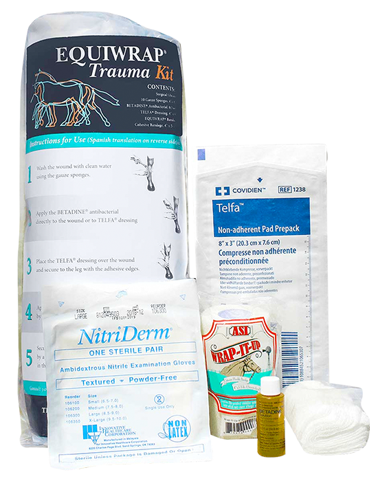 Equiwrap equine leg trauma kit for emergency wound treatment by Franklin-Williams