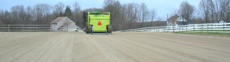 H. Barber & Sons TURF RAKE grooming and cleaning stones from a horse arena