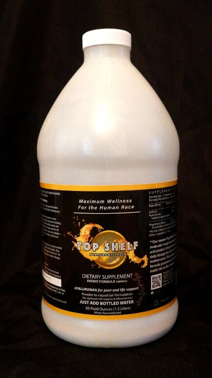 TOP SHELF Hyaluronic Acid 1.5 liter family and equine size bottle of liquid hyaluronan for life support