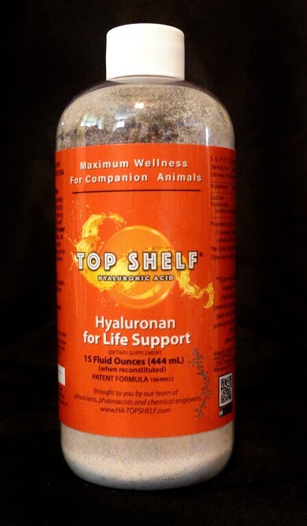 TOP SHELF Hyaluronic Acid 15 oz bottle for companion animals, including horses, dogs and cats