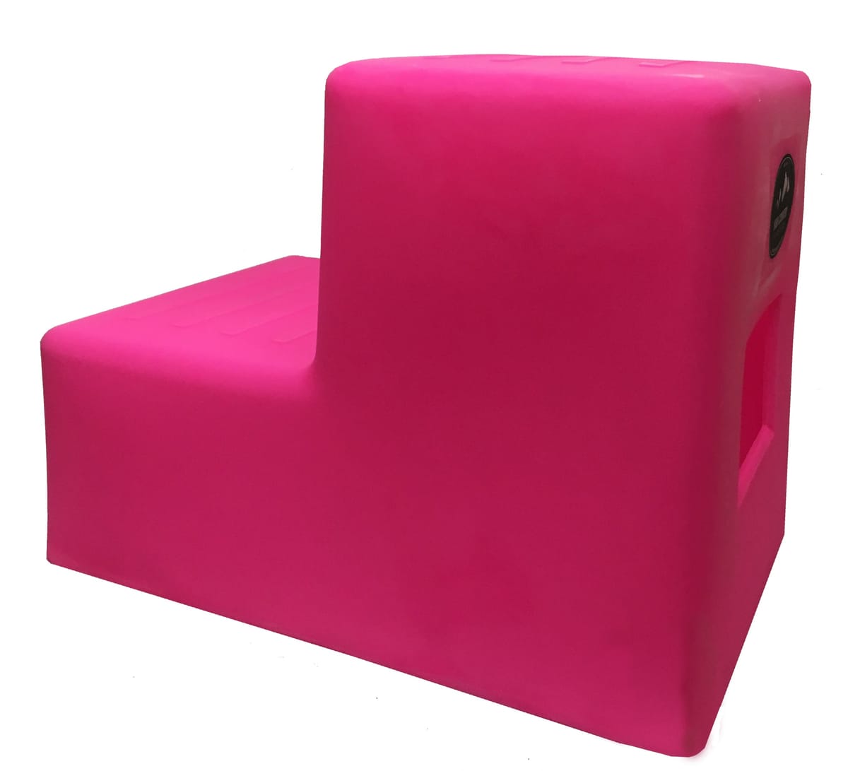 Pink MS-19 two step mounting block for horses by High Country Plastics shown from the side