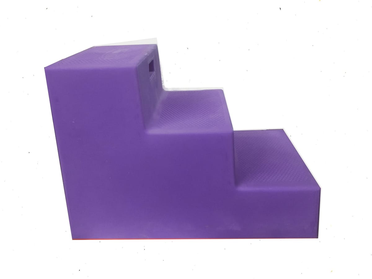 Purple MS-22 three step mounting block for horses by High Country Plastics shown from the side