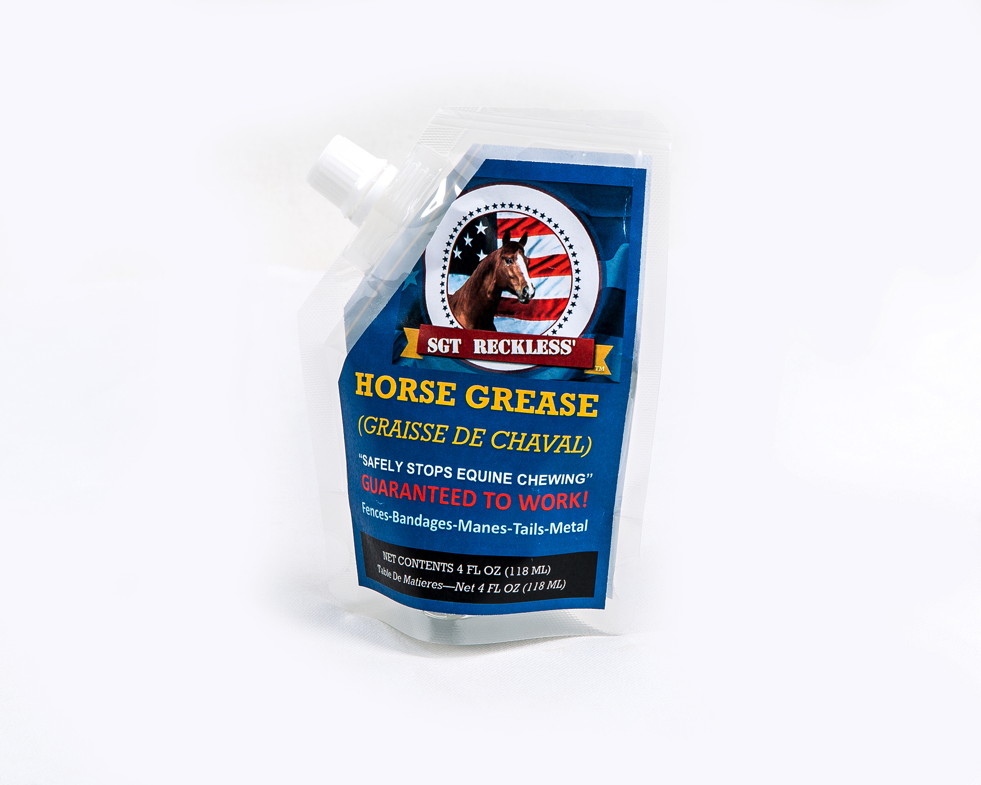 Sgt Reckless's Horse Grease 4 fl oz squeeze pouch equine chewing deterrent