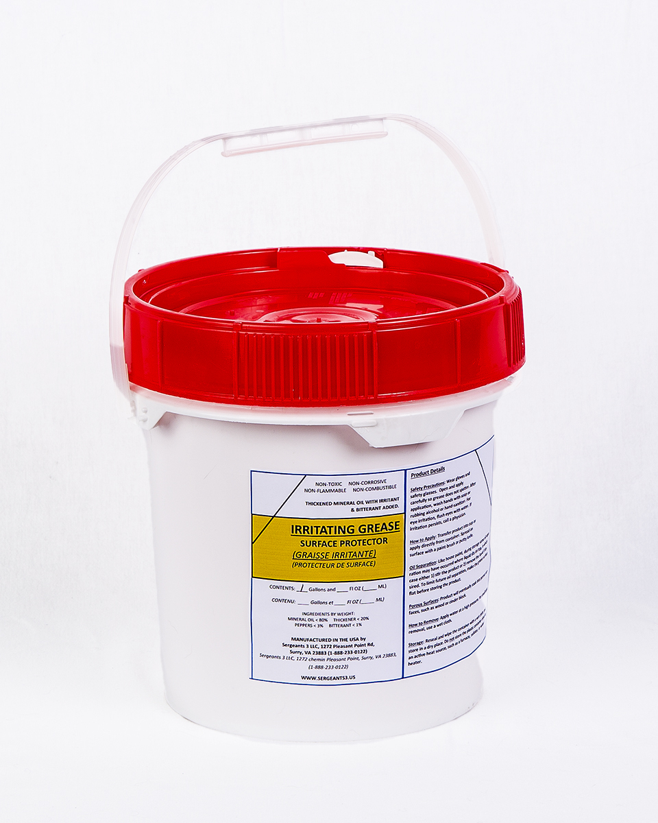 Horse Grease surface protector gallon pail showing ingredient breakdown and directions