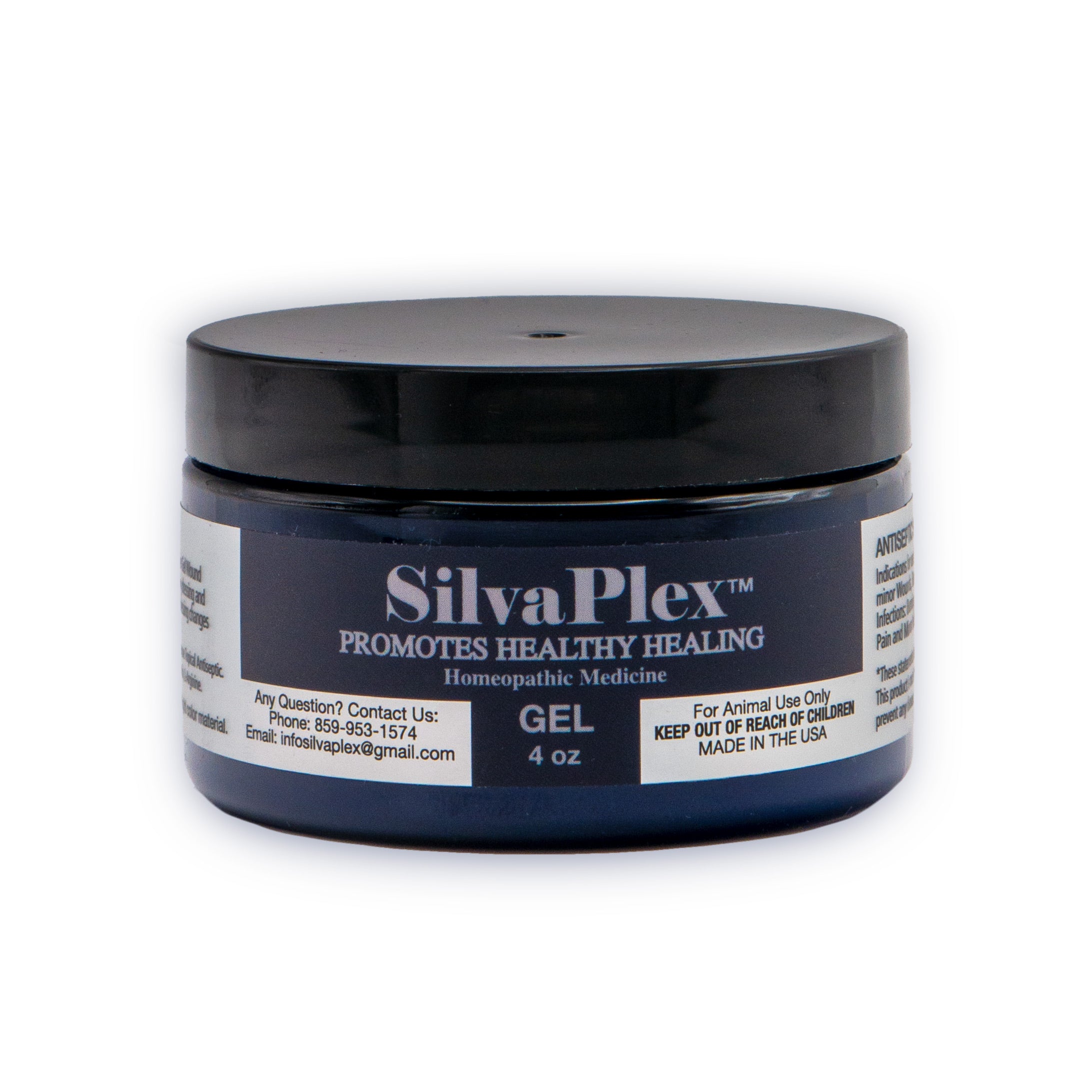 SilvaPlex wound gel jar, a chelated-silver salve that promotes healthy healing for animals