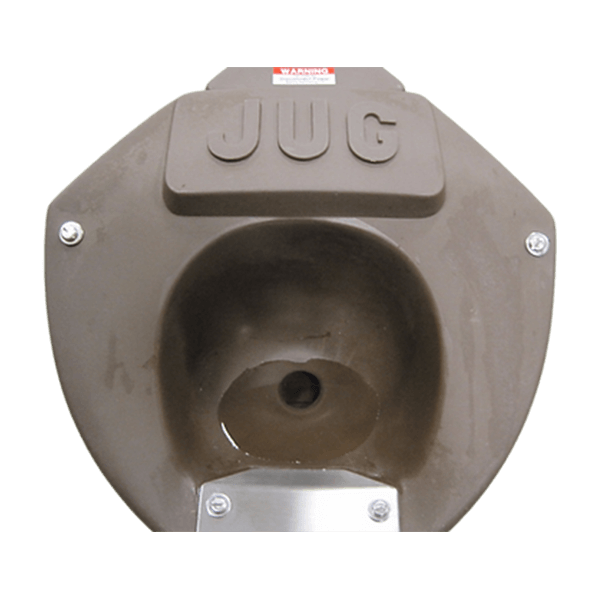 JUG corner-mount horse stall waterer with stainless steel bite plate