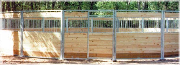 J.W. Hall steel round pen work area for horse training and ground work