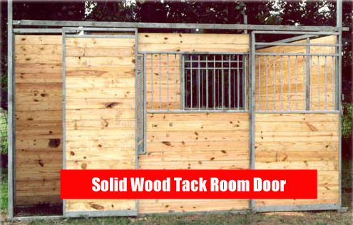 J.W. Hall horse stall front with connecting tack room configuration