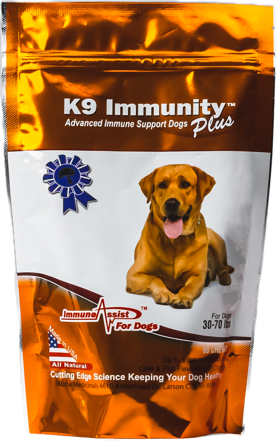 K9 Immunity Plus large dog bag front label