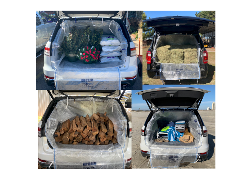 Keep It Clean Cargo Liner hauling hay, garden supplies, firewood and beach gear in an SUV