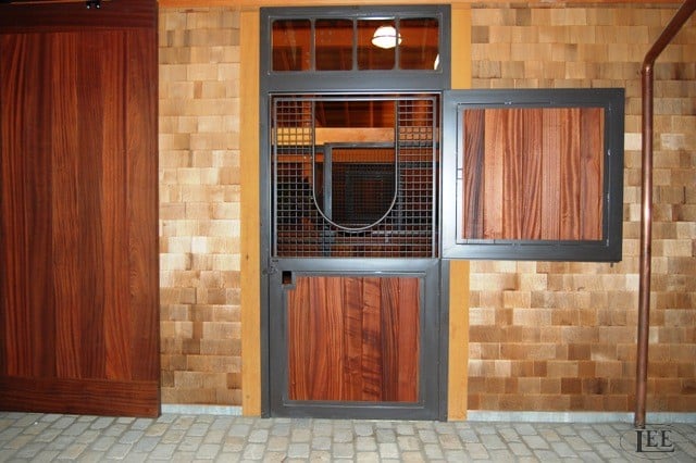 Lucas Equine custom Dutch door with tempered glass over steel grill