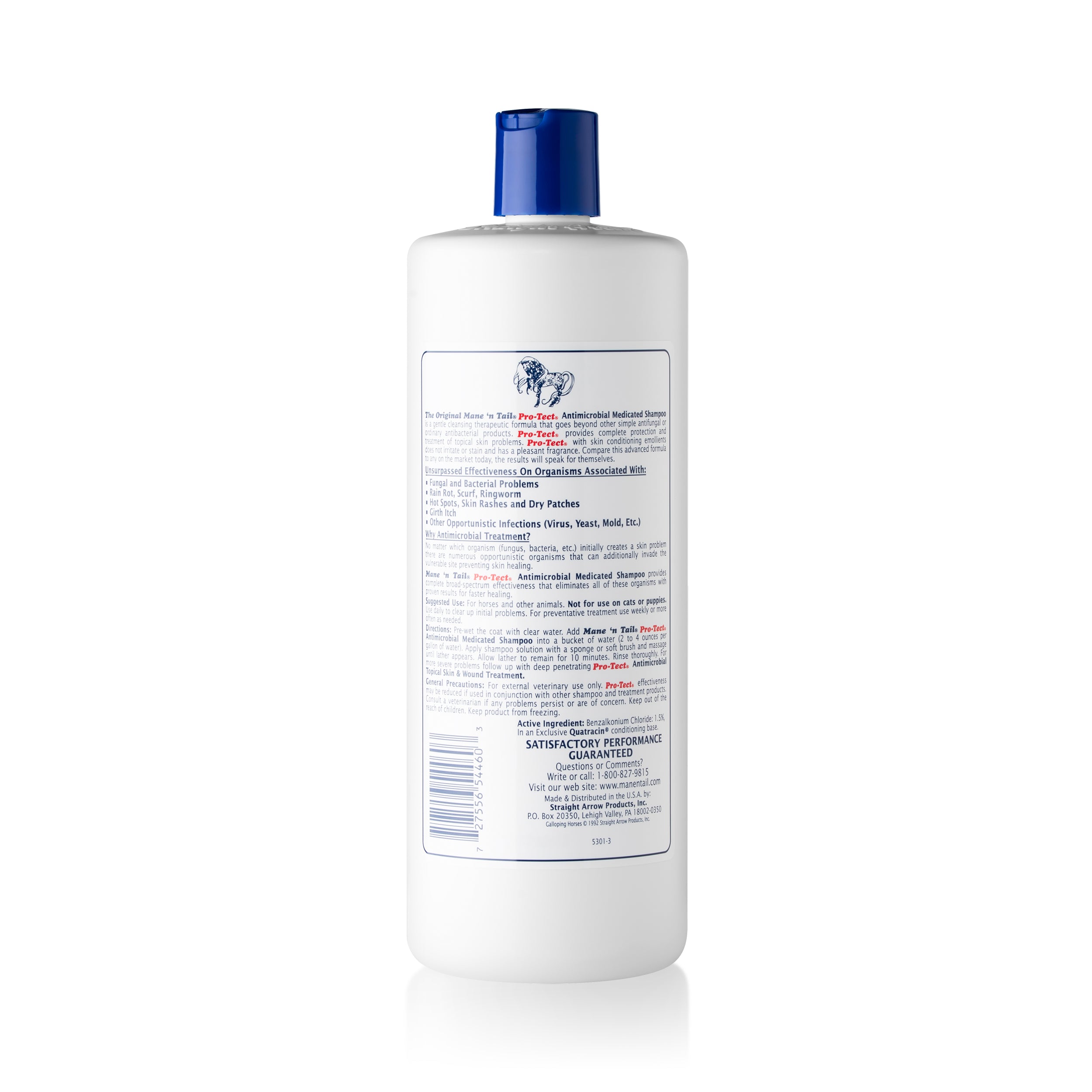 Mane 'n Tail Pro-Tect Antimicrobial Medicated Shampoo 32 oz bottle back label