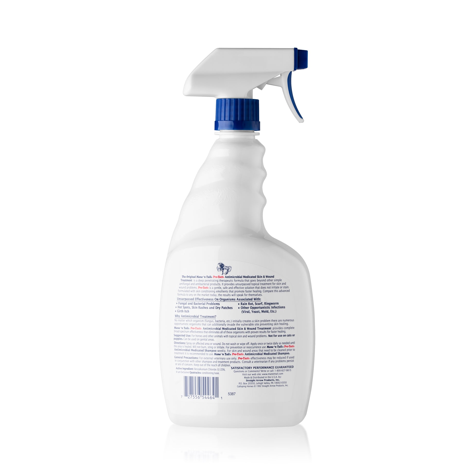 Mane 'n Tail Pro-Tect Medicated Spray 32 oz back label by Straight Arrow
