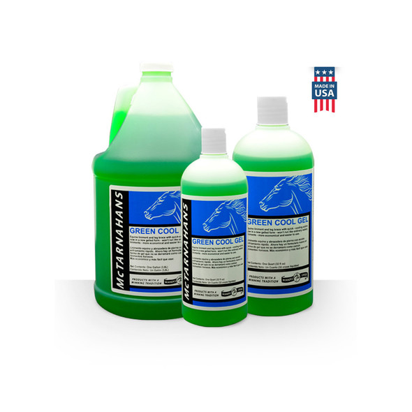 McTarnahans Green Cool Gel quick cooling equine liniment and leg brace