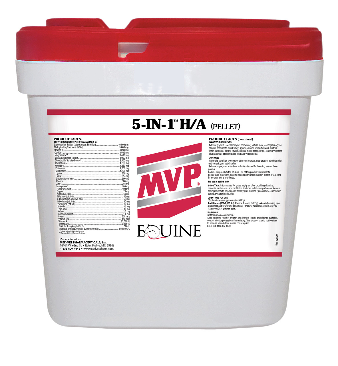 MVP 5-In-1 H/A Pellets joint hoof coat digestion horse supplement bag