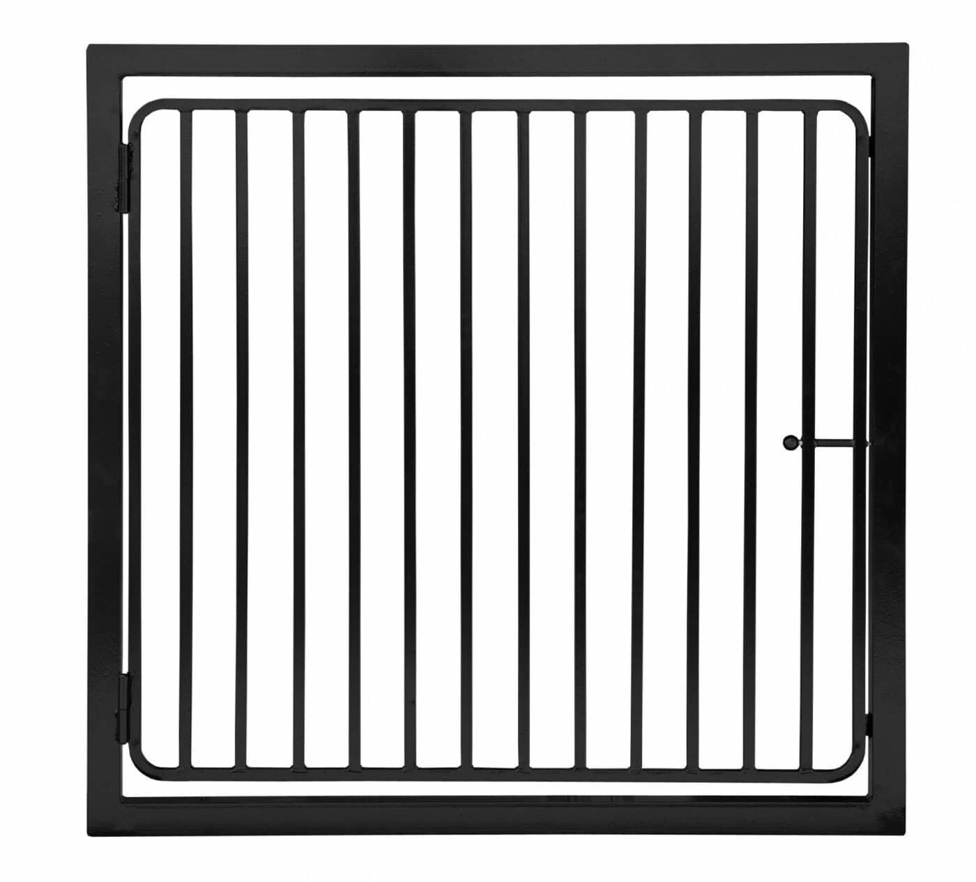 Black powder-coated horse barn stall grill with square bars from New Holland Supply
