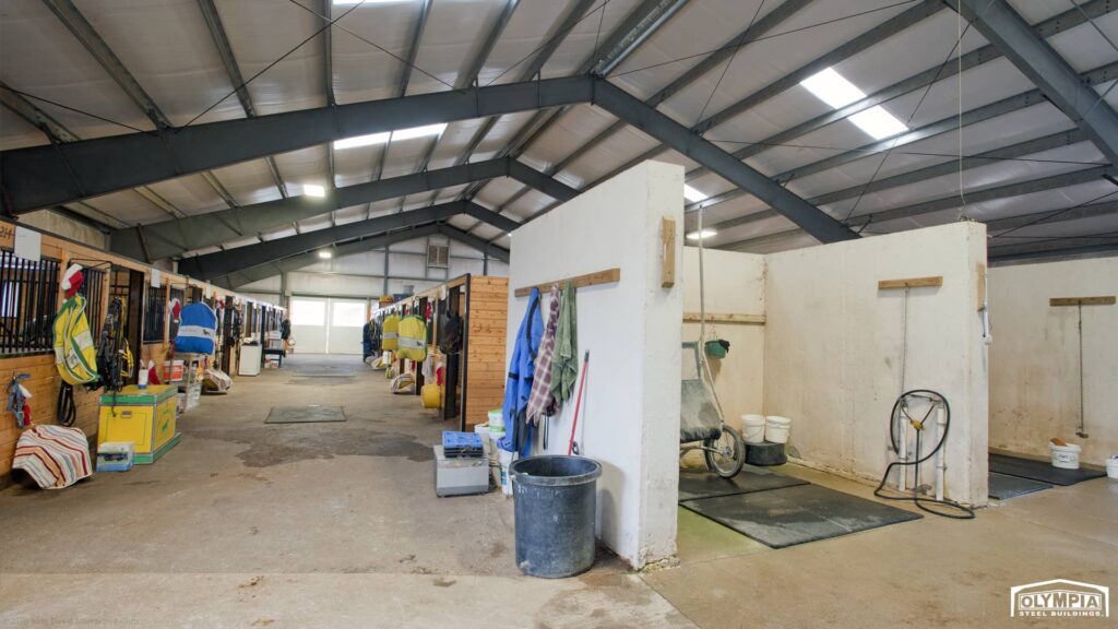Olympia Steel Buildings horse tack and equipment storage area