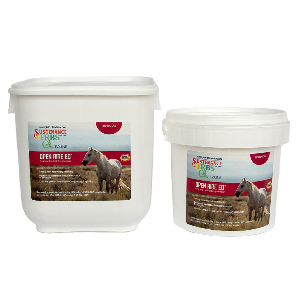 Open-Air EQ equine respiratory herbal formula product on white background